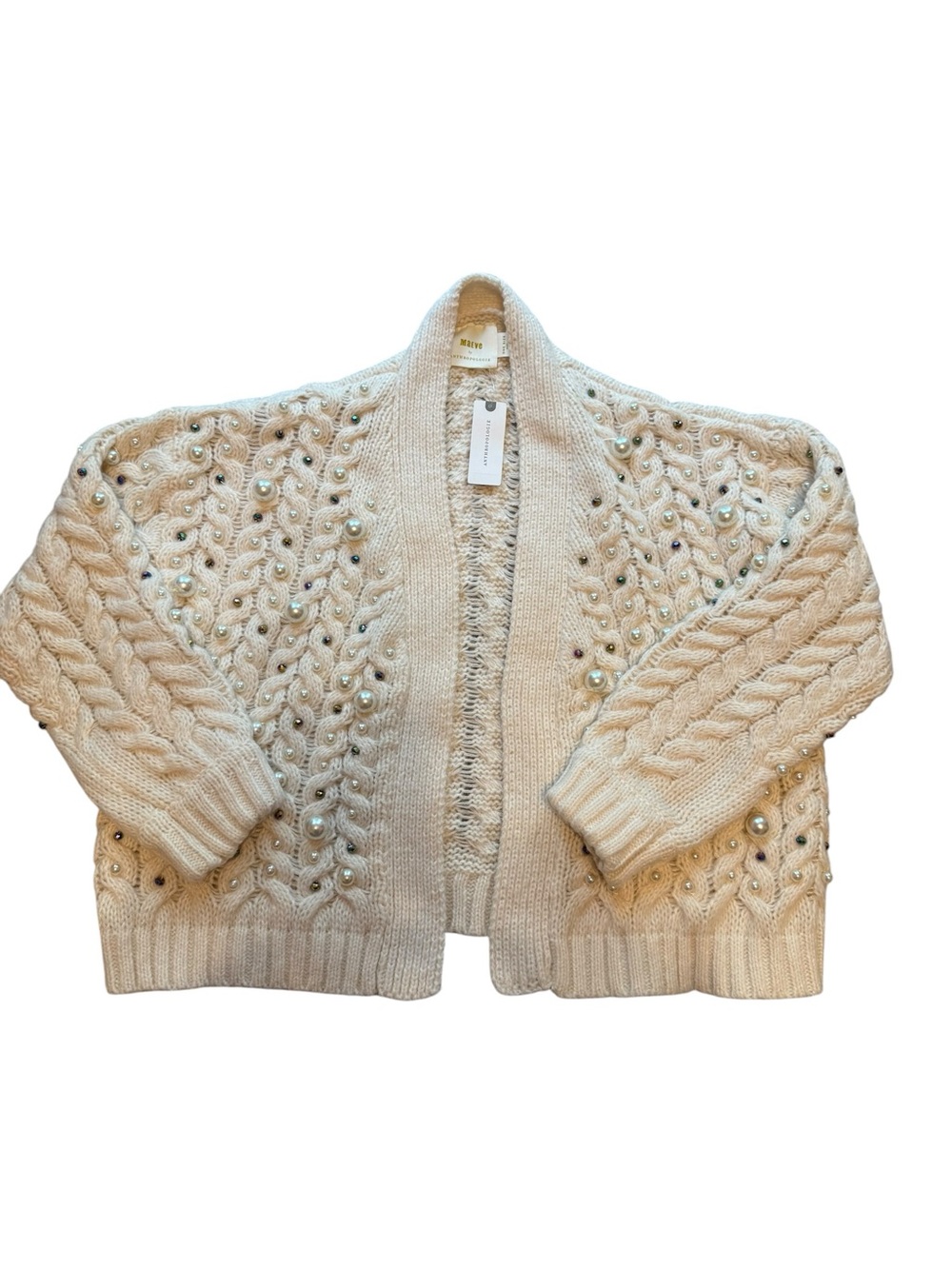 Anthropologie Embellished Cable-Knit Cardigan Sweater - Picture 2 of 13